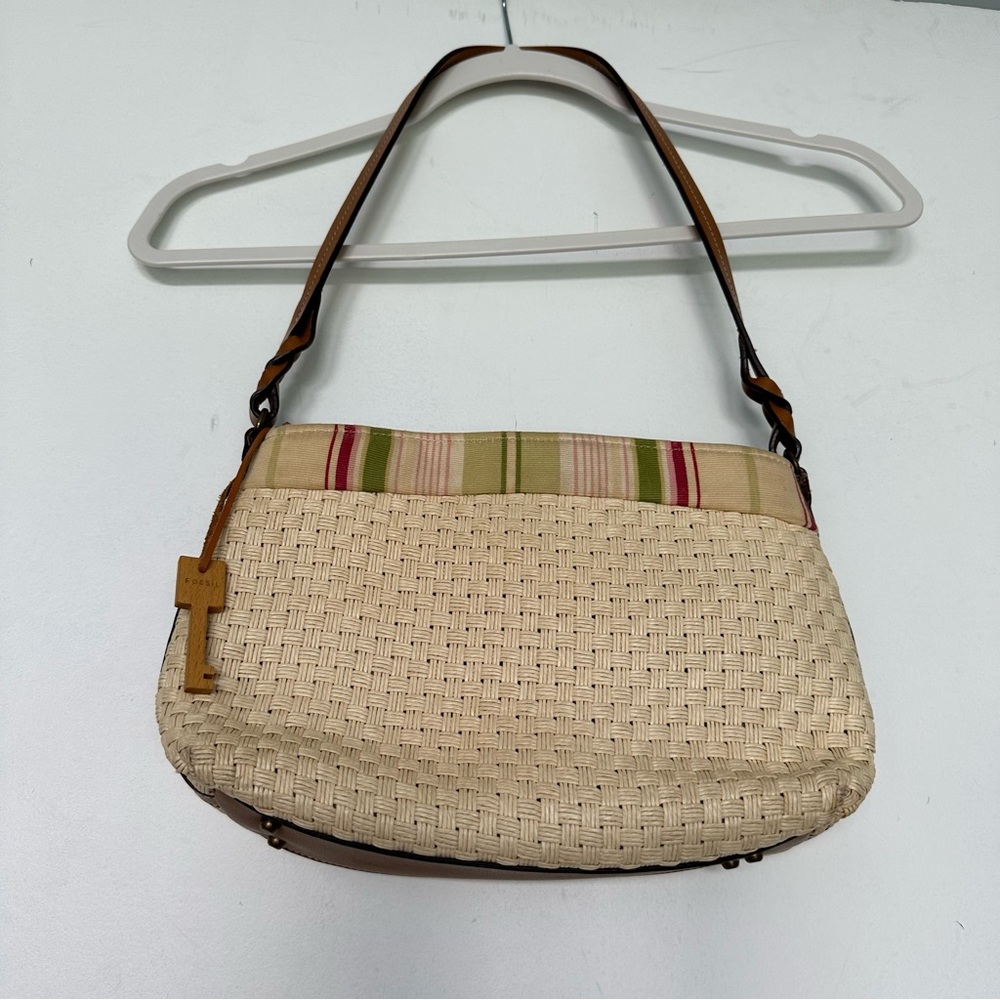 Fossil Woven Straw Shoulder Bag